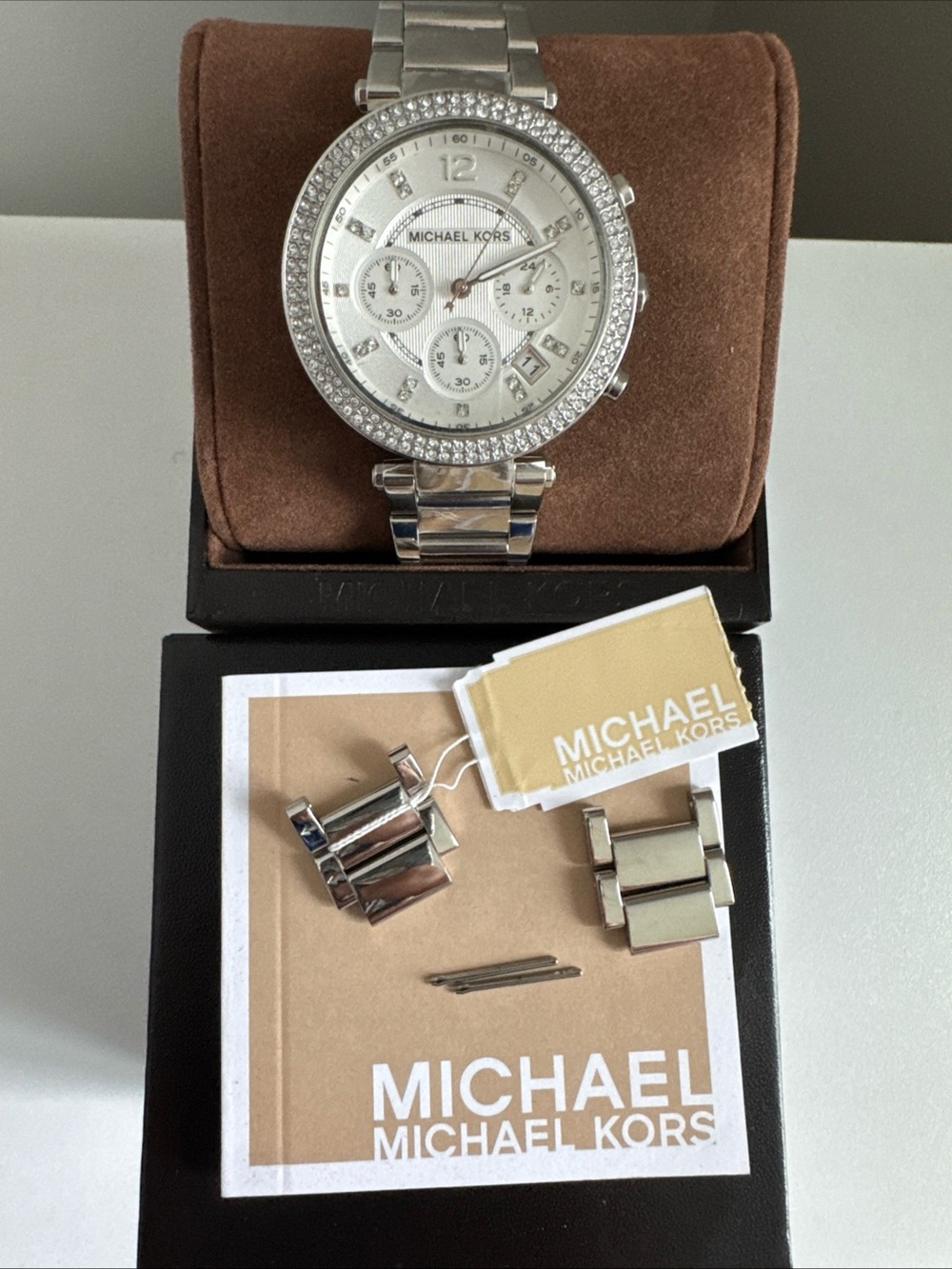 Michael Kors Women’s Silver Stainless Steel Chronograph Watch